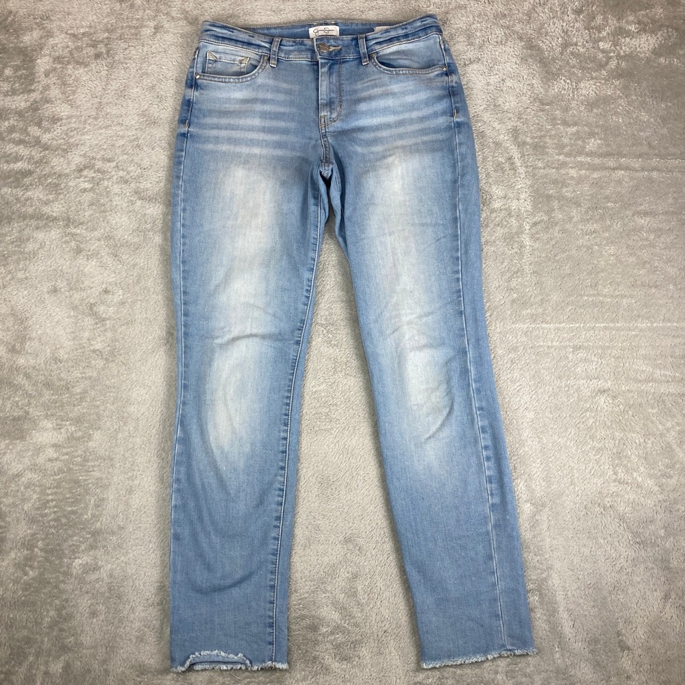Jessica Simpson‎ Relaxed Skinny Crop Jeans Light Wash Frayed Hem Size 4 27